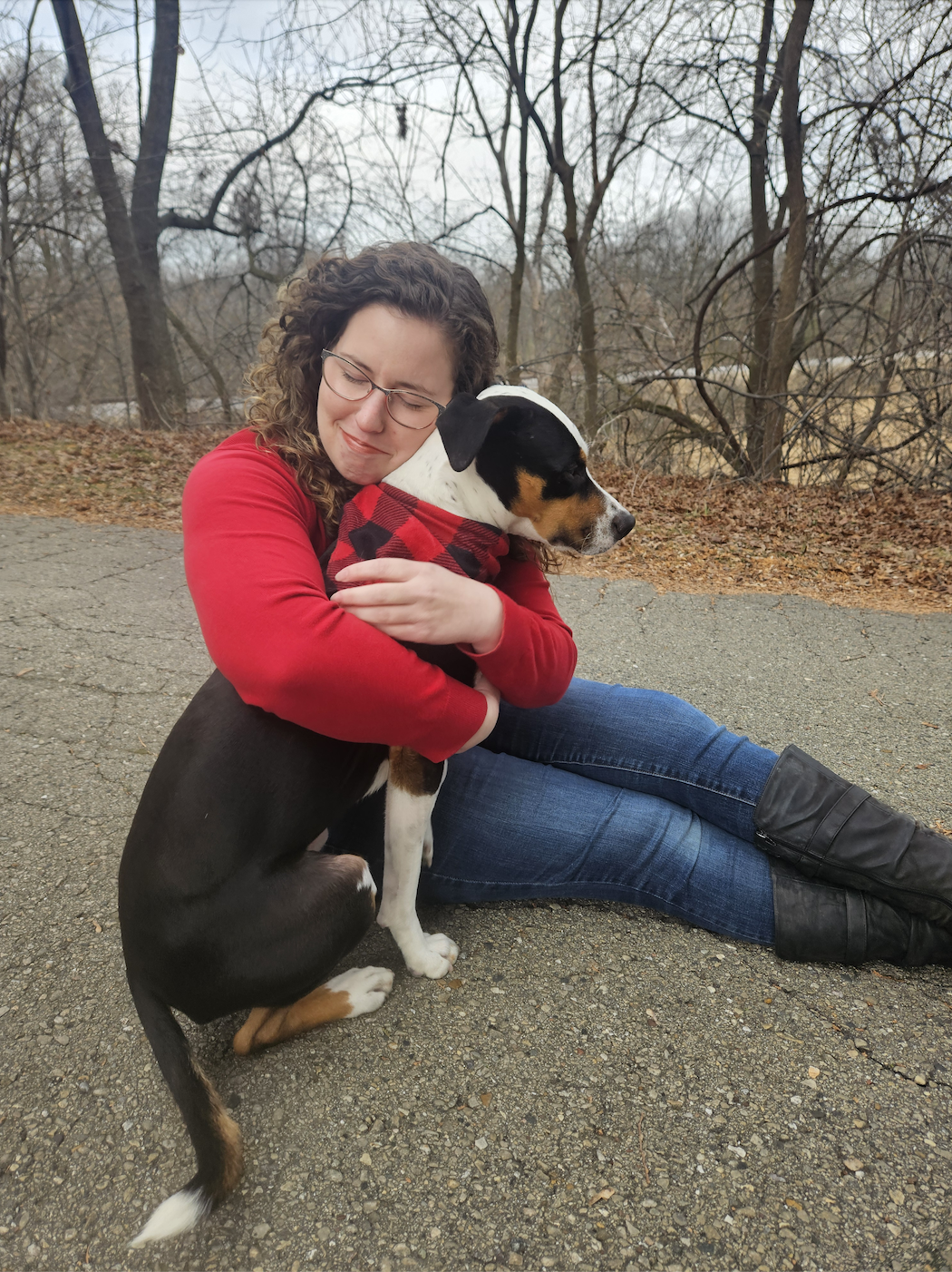Jacqueline LeFevre with her dog, Sam